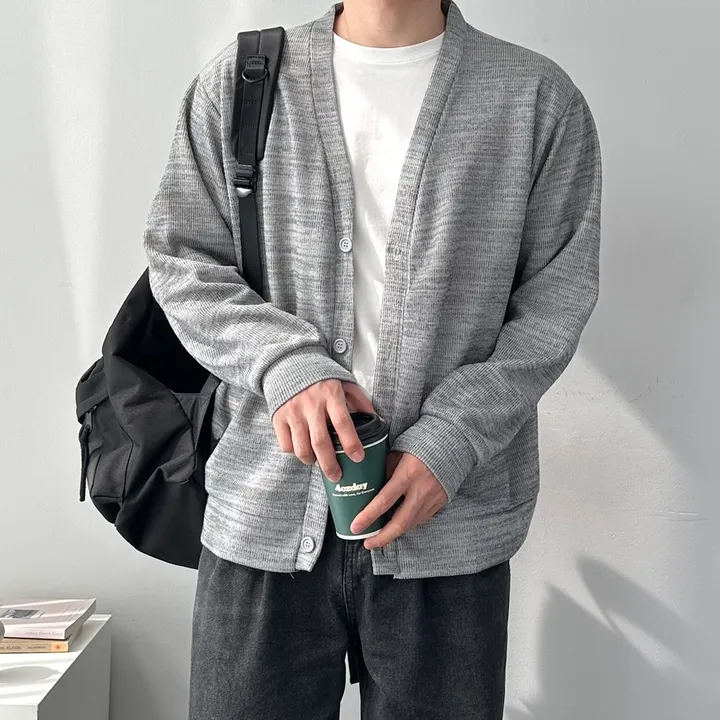 4color 어깨 +3cm 남녀공용 오버핏 소프트 루즈핏 니트 가디건 자켓 남자브이넥베이직가디건 상세 이미지 8