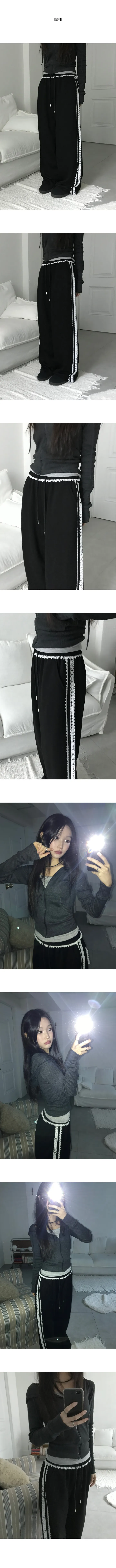 [new여름버전🩵/러블리힙/포인트팬츠] 키타 레이스 배색 포켓 와이드 트레이닝 스웻팬츠 상세 이미지 6