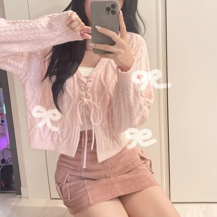 주문폭주🍓[3000장 돌파!!] 딸기우유 머금은 색감, 모아 울 꽈배기 리본 니트 가디건 상세 이미지 14
