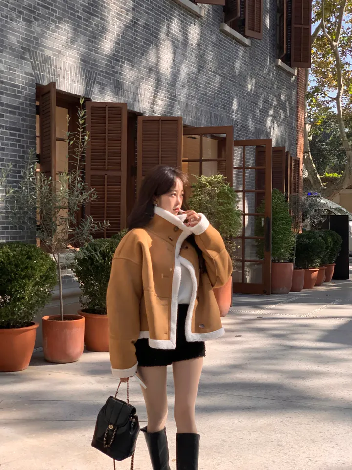 [따숩🌡️/안감양털]스웨이드 양털 하이넥 무스탕 자켓 상세 이미지 2