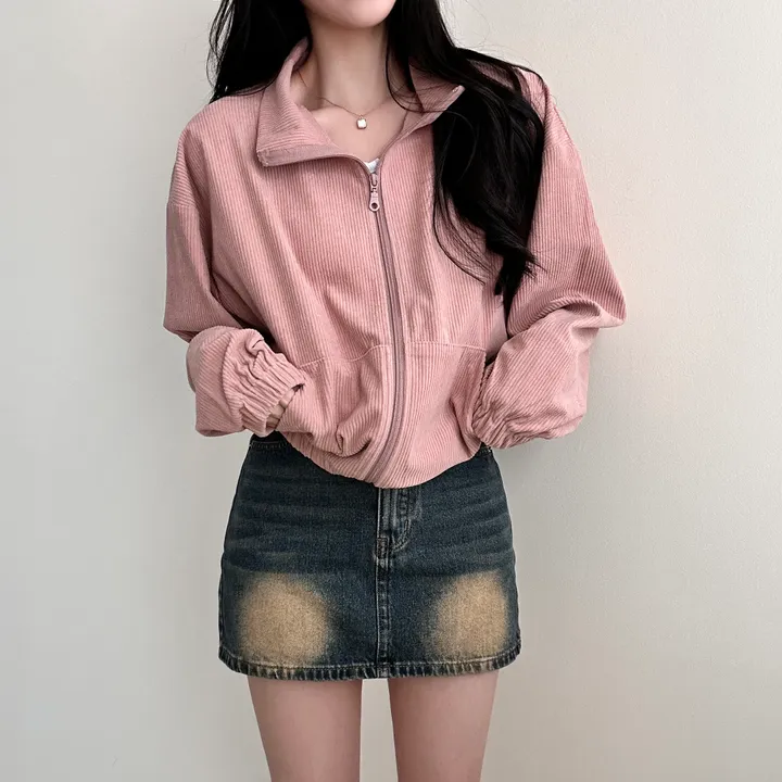 감성100% [최저/Y2K] 카라멜 코듀로이 반집업 - 5color 상세 이미지 10