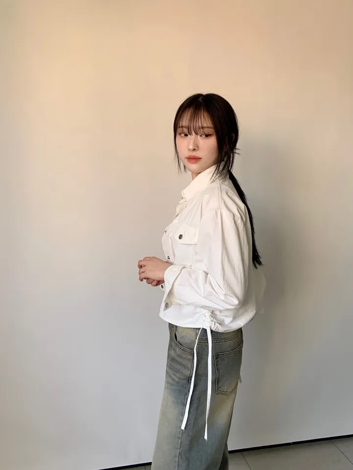 버튼 사이드 셔링 스트링 셔츠 자켓 상세 이미지 15