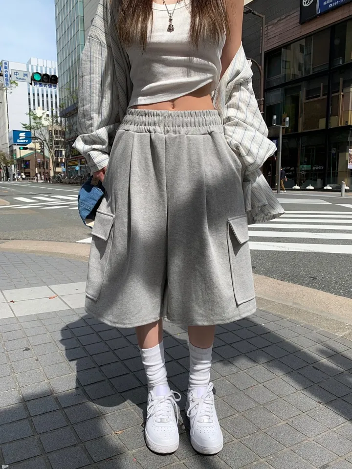 🚀2size/부분당일발송🚀 루어 카고 버뮤다 PT / 코튼 면 밴딩 트레이닝 와이드 버뮤다 팬츠 여름 반바지 바지 버뮤다팬츠 버뮤다바지 5부바지 6부바지 카고반바지 카고버뮤다 상세 이미지 14
