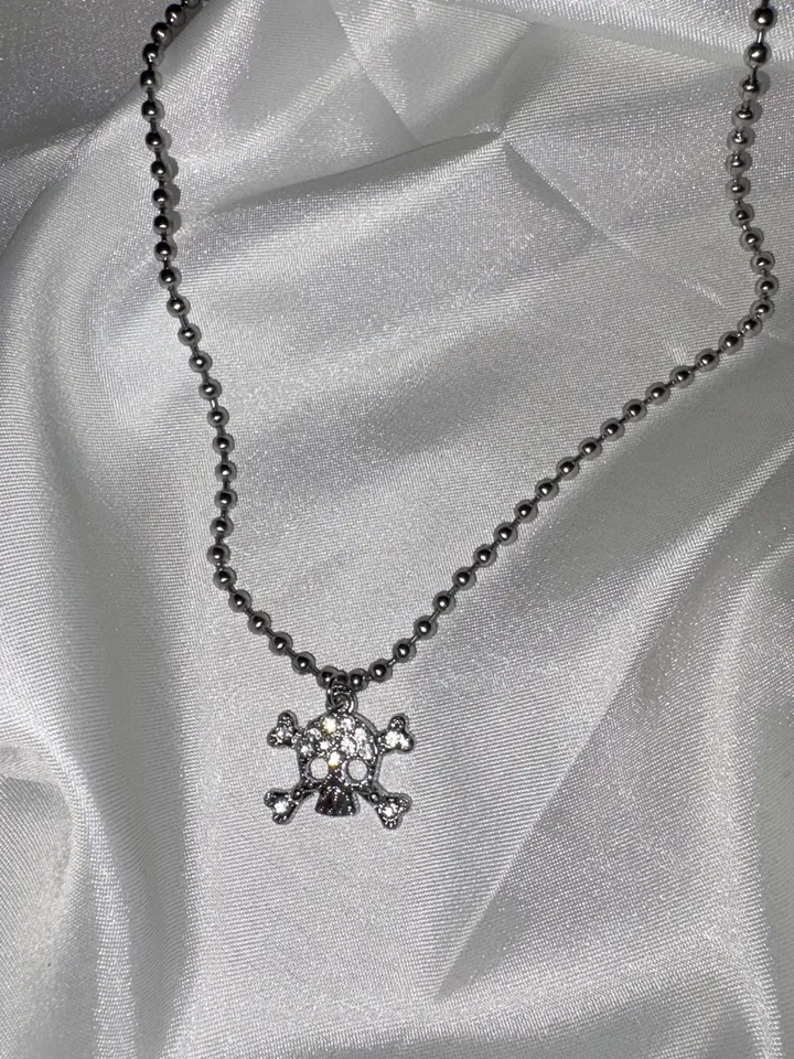 (써지컬)[Cubic Skull set] 나나 펑크 큐빅 해골 써지컬스틸 체인 목걸이 고스 갸루 키치 상세 이미지 3