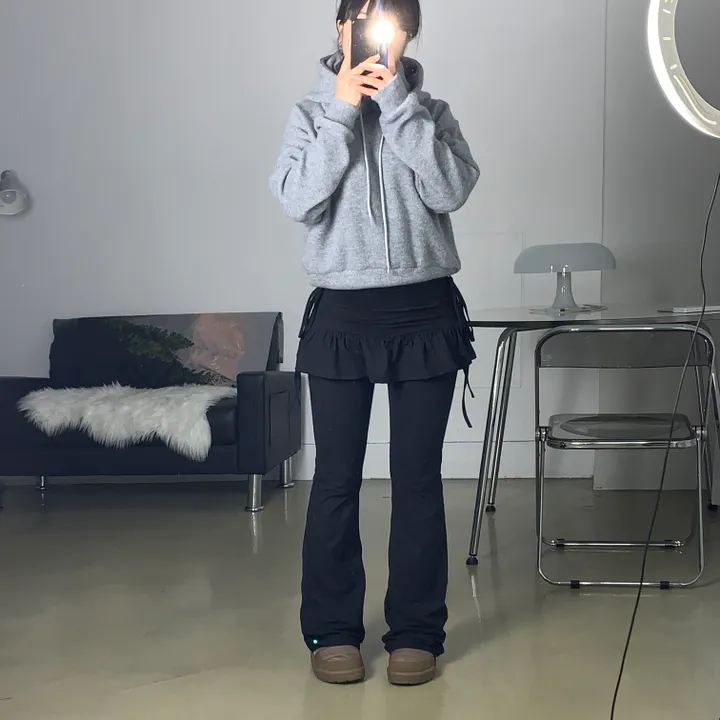 리본 셔링 스커트 레깅스 부츠컷 치마바지 상세 이미지 1