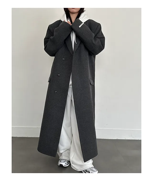 (Unisex) 카민 히든 롱 코트 (3color) 맥시 겨울코트 오버사이즈 울코트 남녀공용 상세 이미지 5