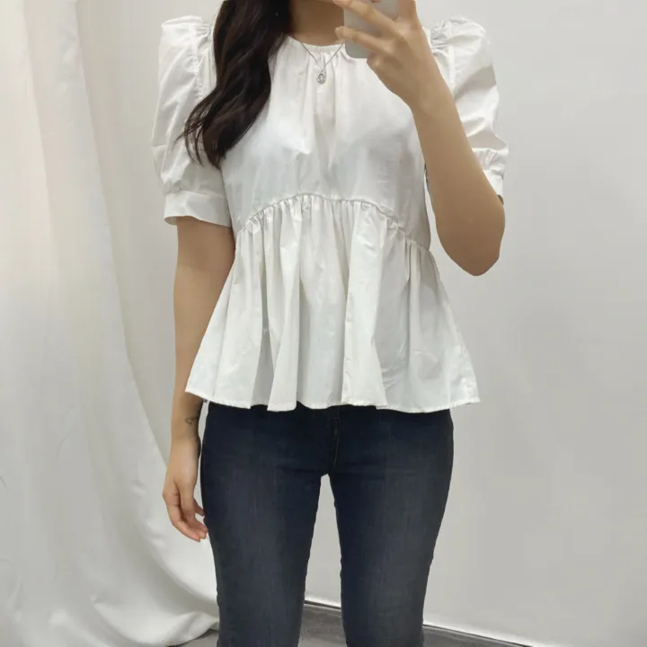 (전색상당일발송!) 파스텔 셔링 퍼프 블라우스 3color 상세 이미지 7