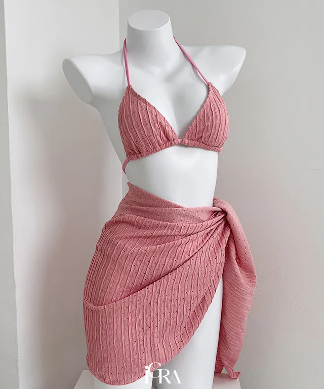 3Color 홀터넥 비키니 3pcs 뱃살커버 수영복 세트 상세 이미지 7