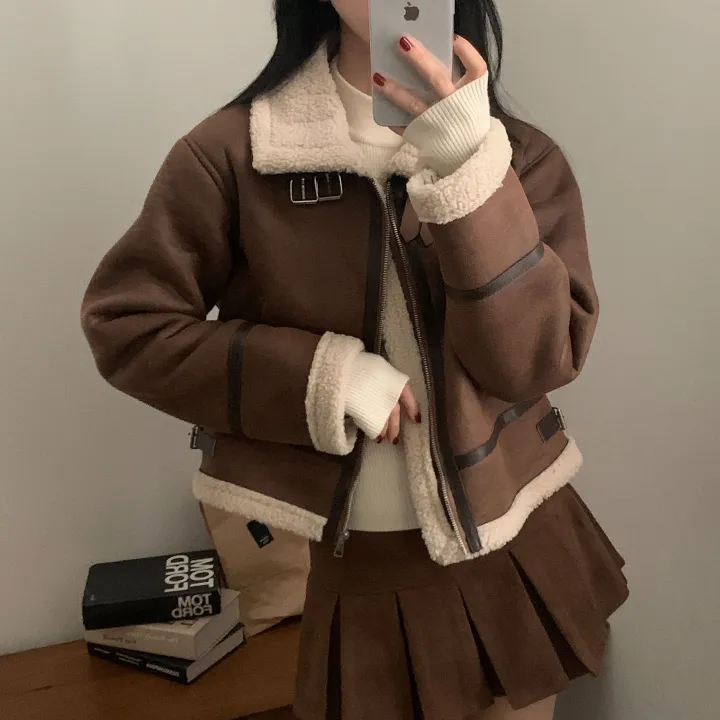 [이번주최저가!/🤎루즈핏] 샌드 양털 하이넥 크롭 무스탕 숏자켓 - 2color 상세 이미지 8