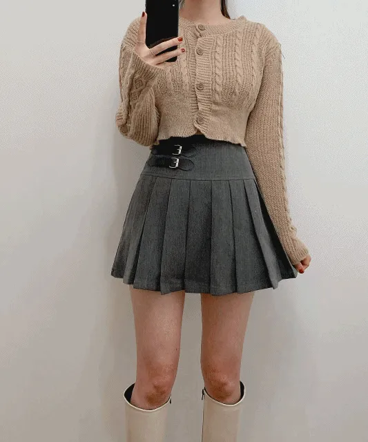 버클 플리츠 스커트 플리츠치마바지 (2color)