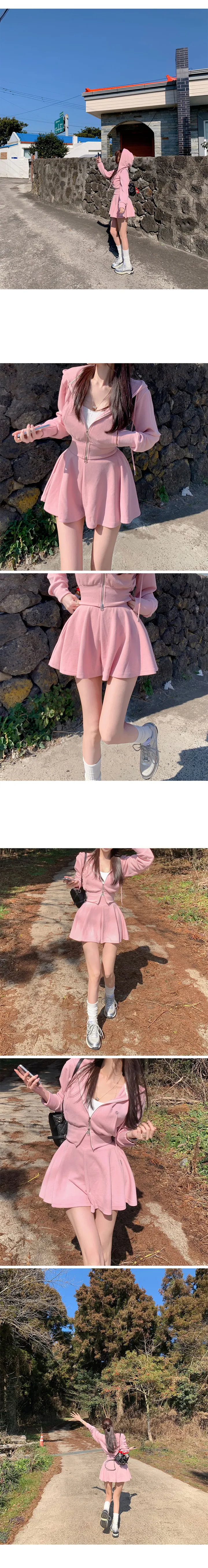 *5col/기본,롱*[허얇골넓보장] made 코르셋 후드 플레어 세트 봄트레이닝 봄신상 상세 이미지 9