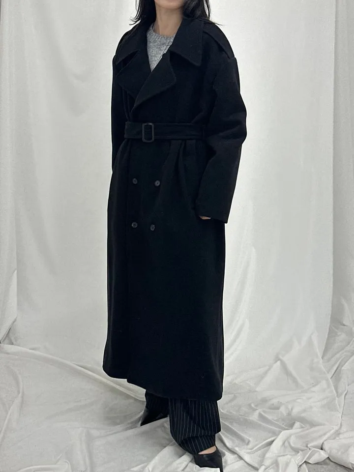 [Unisex] Mael maxi coat (3co) / 울 오버 루즈핏 누빔 안감 벨트 맥시 코트 상세 이미지 36