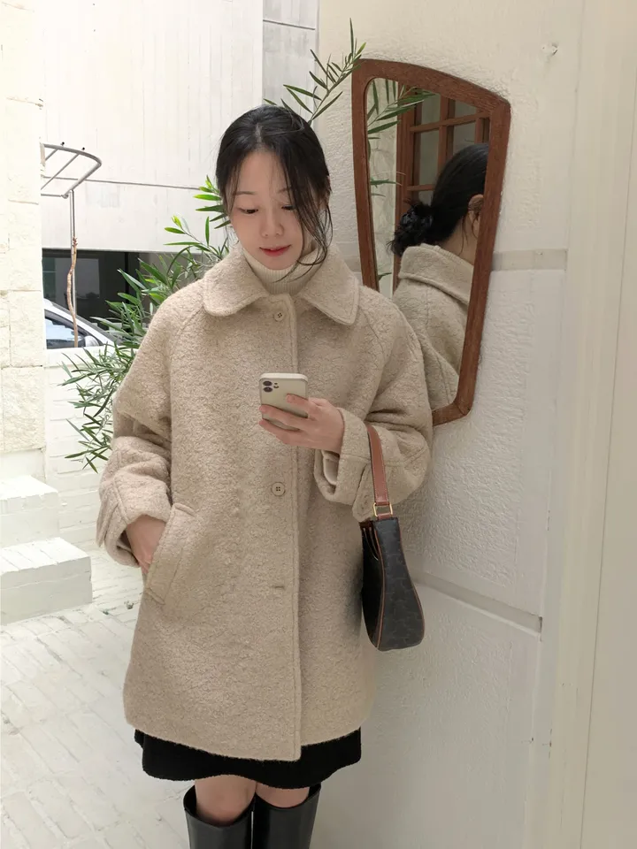 [안감누빔]테이퍼 부클 하프코트*베이지 당일발송 상세 이미지 34