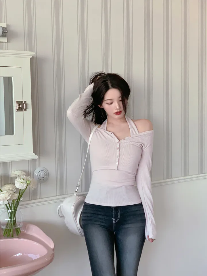 [MADE][2pcs,승모근소멸🤍] 키싱 홀터넥 나시 가디건set (4color) 상세 이미지 51