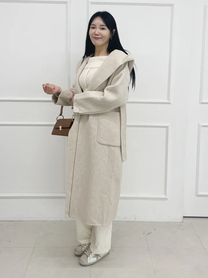 자체제작 원단부터 다른 핸드메이드 양모 후드코트 리얼빅사이즈, 가벼운코트,연말룩, 하객룩 110까지 상세 이미지 27