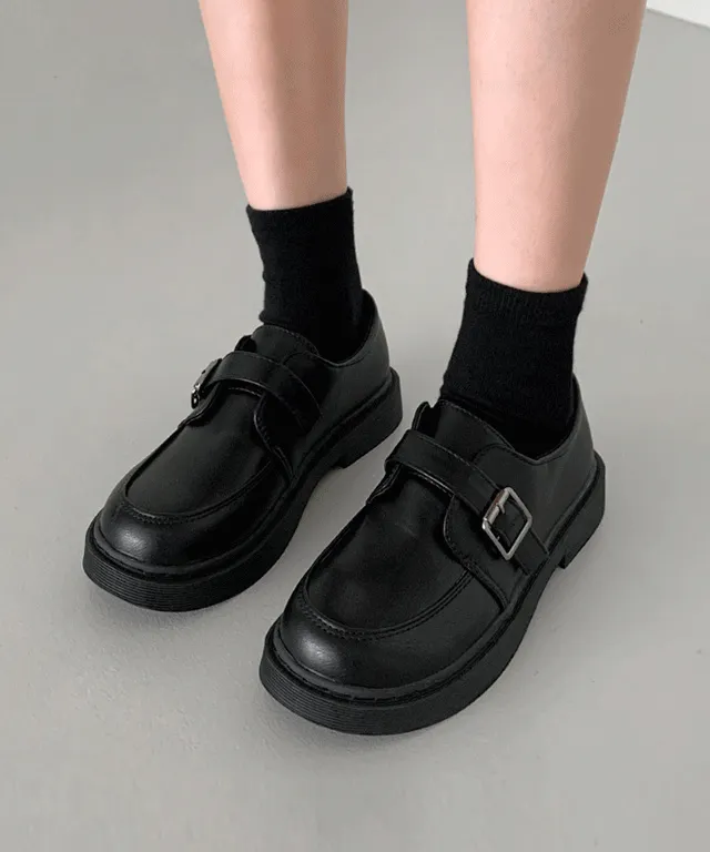 ◆가을세일◆트베 버클 둥근코 로퍼 마틴 단화 여성 신발 교복 구두(2.5cm)