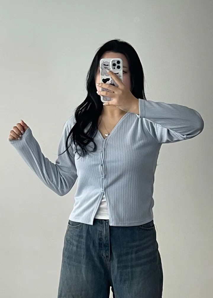 [2사이즈] 색감굿@ 가디건 브이넥 레이어드 여리핏 빅사이즈 크롭 봄옷  통통 베이직 꾸안꾸 상세 이미지 13