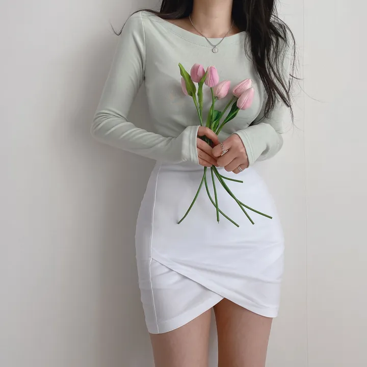 [찰랑~여리~/오프숄더O] 보트넥 입술넥 오프숄더 슬림 여리여리한 페미닌 긴팔 티셔츠 상세 이미지 17