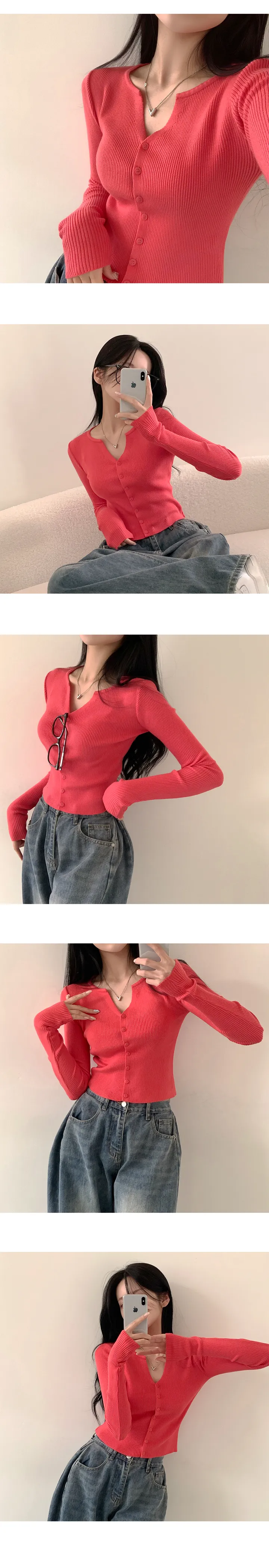 [말라보이는~/부드러워요] 기분 좋은 핏감, 골지 슬림핏 크롭 긴팔 니트가디건 (8color) 상세 이미지 6
