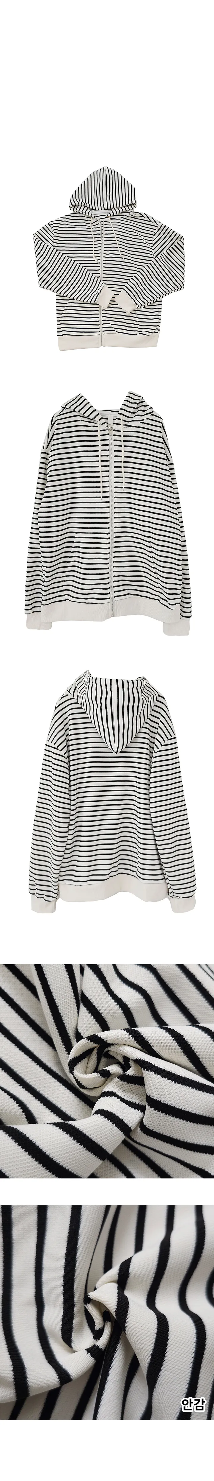 [차르르핏🖤] 오버루즈 하이퀄 단가라 스트라이프 후드 집업 onecolor 상세 이미지 6
