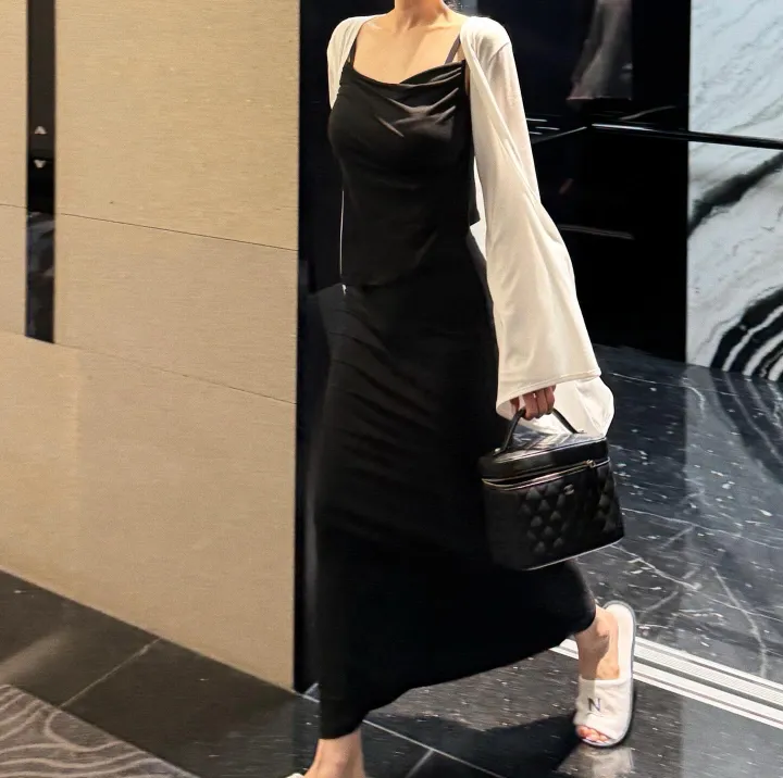 [자체제작]촉촉 셔링 나시 가디건 세트 상세 이미지 14