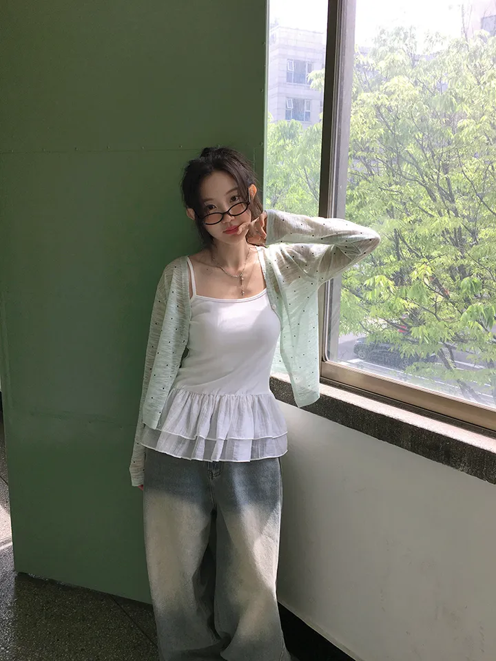 최저가![여리무드🤍시스루 도트 가디건 살안타템 여름가디건] 비비안도트시스루가디건 상세 이미지 14