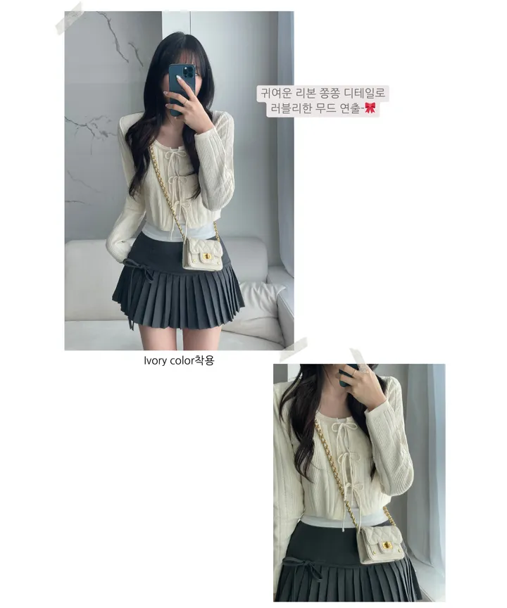 [주문폭주🤍/리본포인트!]  💘남심 저격해버릴 리스 쓰리리본 가디건 상세 이미지 4