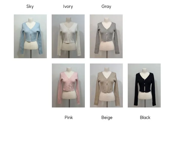 6color 웨인 여리핏 슬림 골지 브이넥 크롭 니트 가디건 6color 상세 이미지 10
