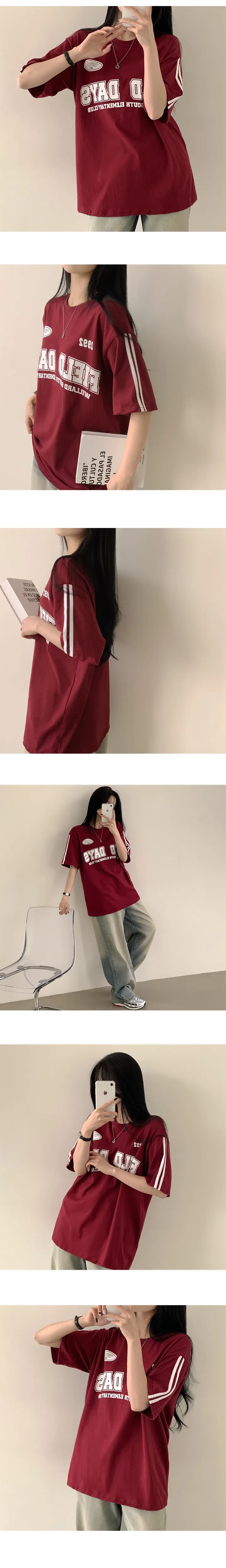 [스포티/오버핏] 확실한 포인트! 레터링 프린팅 박시 라운드 반팔티셔츠 (4color) 상세 이미지 5