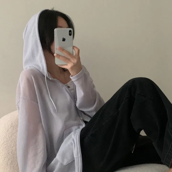[여름아우터!/은은한비침] 한여름까지 필요한 투웨이 시스루 니트 후드집업,점퍼 - 5color 상세 이미지 32