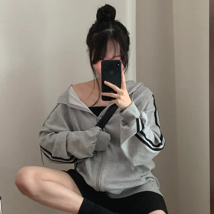 [루즈핏/꾸안꾸🖤] 키트 투라인 후드 집업 점퍼 상세 이미지 38