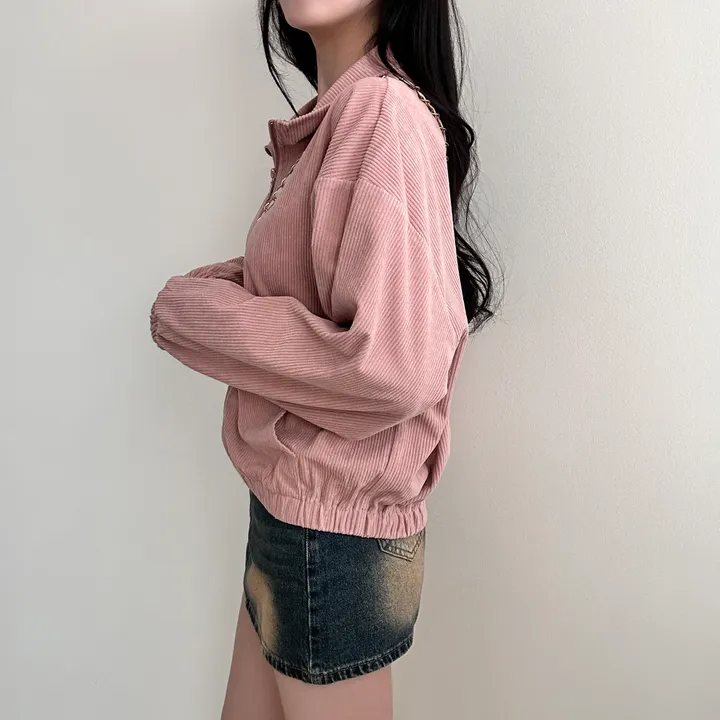 감성100% [최저/Y2K] 카라멜 코듀로이 반집업 - 5color 상세 이미지 9