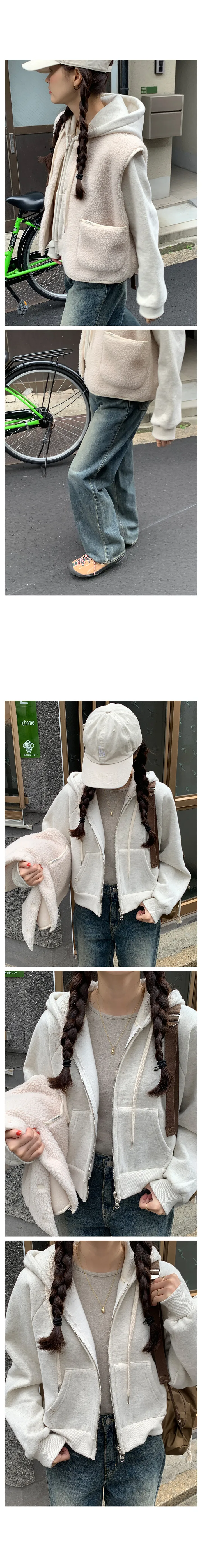 [RE:MOMENT/아이보리 당일발송] made. 포그 후리스 베스트 상세 이미지 21