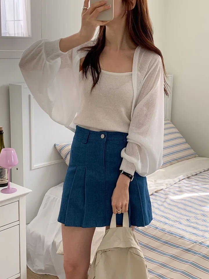 [여름SALE/핏보장/살안타템] 여름용 크롭 그물 네트 볼레로 가디건 얇은 니트 시스루 햇빛차단 체형커버 간절기 오버핏 부유방커버 장마룩 살탐방지 휴양지룩 레이어드 - 4color 상세 이미지 52