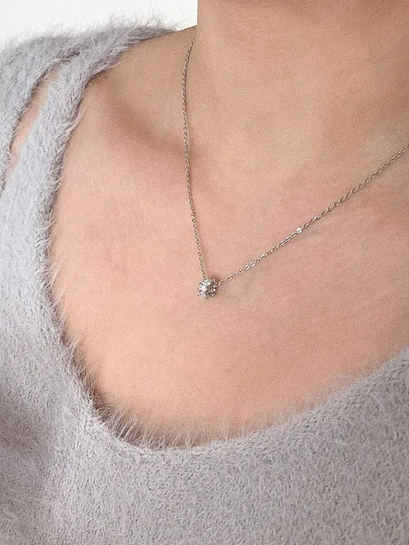 surgical steel cubic necklace 써지컬 스틸 큐빅 펜던트 목걸이 상세 이미지 7
