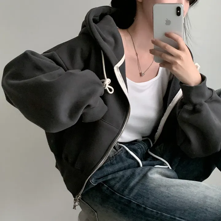 [완전인기✨/백염컬러 당일출고!] 자체제작 크치Made 꿈에 나온 핏, 투웨이 양기모 크롭 후드집업 ver 아우터 자켓 - zipup 상세 이미지 191