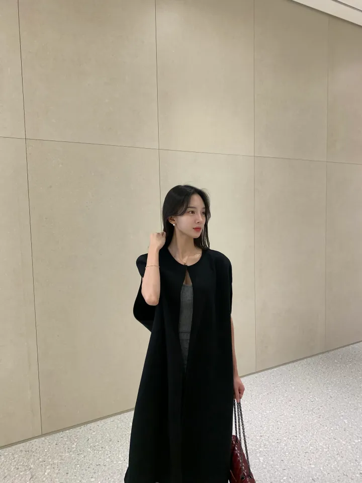 [페미닌, 고급] 케이프 판쵸 롱 코트 상세 이미지 21