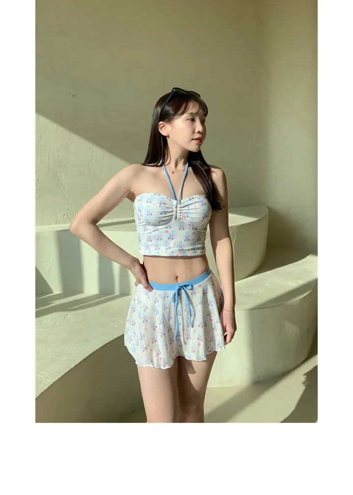 [당일출고/M-XL]홀터넥 커버업 치마 하이웨스트 비키니 베어 휴양지 수영복 상세 이미지 7