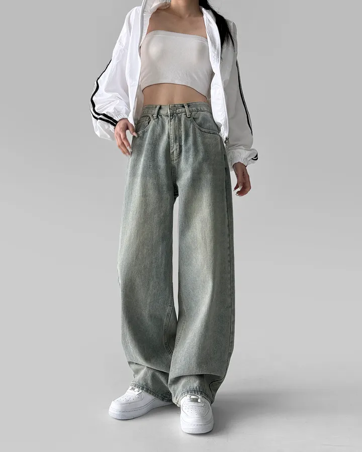 [3기장/~3XL] 스모크 워싱 와이드 정핏 일자 캐쥬얼 데일리 데님 팬츠 바지 상세 이미지 78