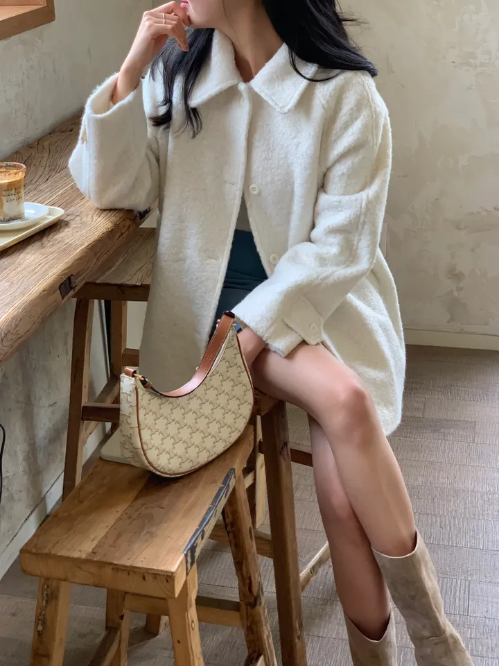 [울 40%][누빔안감] 페이버 부클 오버핏 하프 코트 하객룩 (3 color) 상세 이미지 6
