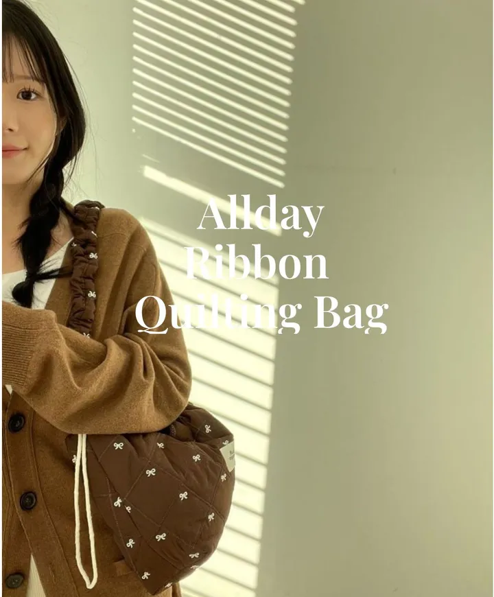 [머스트템/작은데 은근 보부상백]개강룩/여행필수템/곱창끈 리본자수 스트링 숄더 퀼팅백 상세 이미지 1