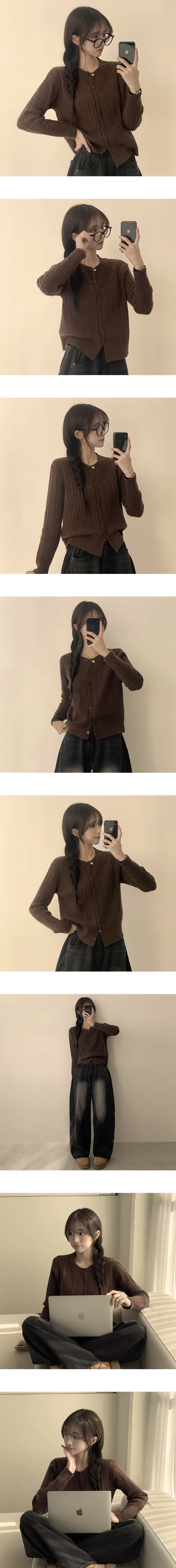 [9color/핏보장!] 부드러움 끝판왕, 뷰리 라운드 긴팔 꽈배기 겨울 허리잘록 니트 가디건 꽈베기 봄 데일리 기본 무지 아우터 9color 상세 이미지 6