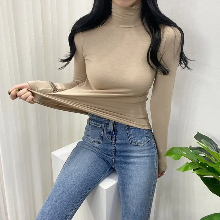 🚀당일발송🚀[6천장돌파/기모선택/묶음할인] 봄 가을 겨울 메이 부들 여리 폴라 티셔츠 이너티 상세 이미지 49