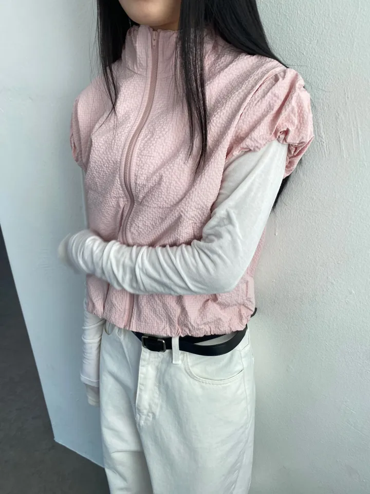 3일만할인[자체제작🍑국내고퀄/러블리룩📸] 시어서커 퍼프 셔링 반목 바람막이 상세 이미지 7