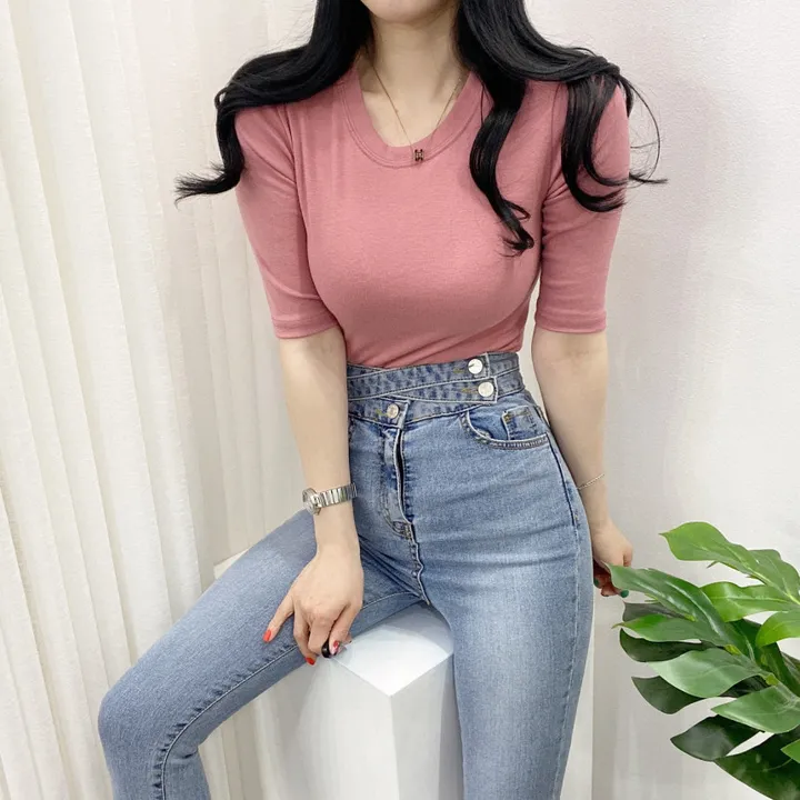 🚀당일발송🚀[묶음할인/데일리] 봄 여름 메이 부들 샤베트 5부 티셔츠 이너티 상세 이미지 30
