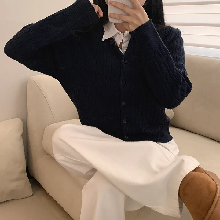 묶음할인🤍[겨울⛄️] 리즈 꽈배기 라운드 니트 가디건 상세 이미지 12