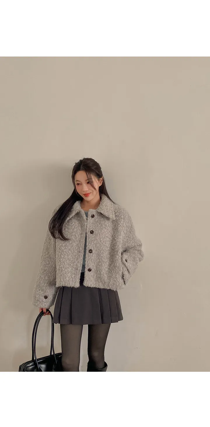 (필수소장추천/울코트/크롭코트/러블리/꾸안꾸/주문폭주) 포어 비죠 울 헤어코트 CT 상세 이미지 16