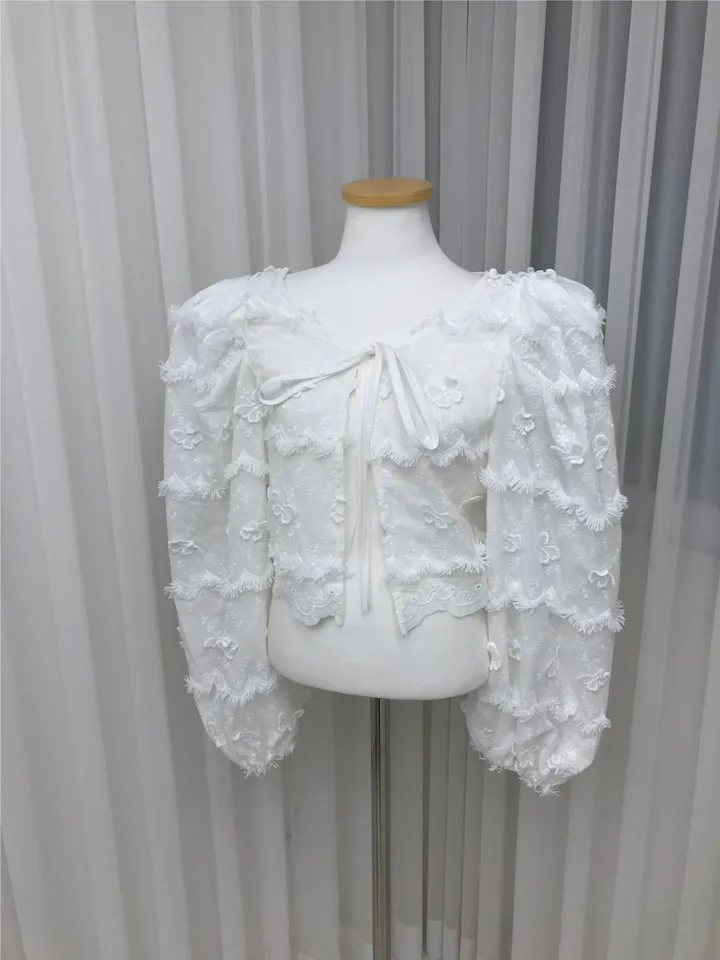 [빠른O/공주보장🦋어깨패드O] 나비 펀칭 빅퍼프 블라우스 볼레로 가디건 레이스가디건 커버업가디건 비치가디건 레이어드가디건 크롭가디건 리본가디건 여름 상세 이미지 18