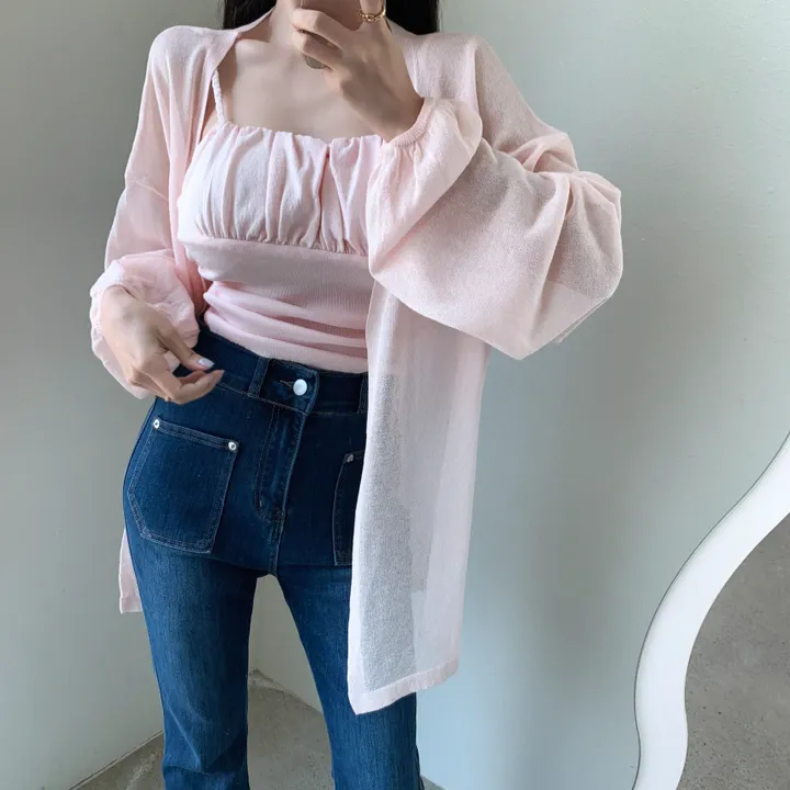 로코 셔링탑set 루즈핏 가디건 상세 이미지 7
