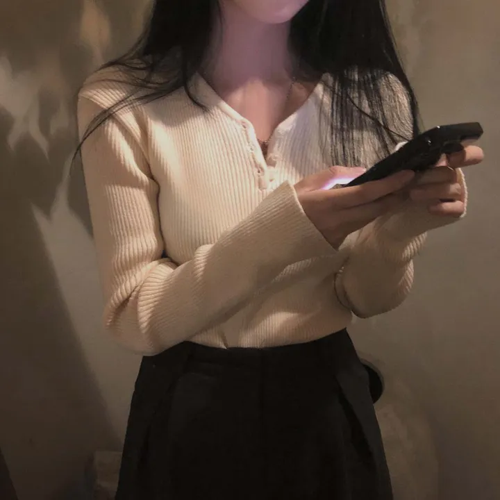 [4계절필수 디자인/연그레이 당일출고✨] 자체제작 #크치Made 젤리 버튼 트임 브이넥 골지 겨울 니트 긴팔티셔츠 - nt 상세 이미지 41